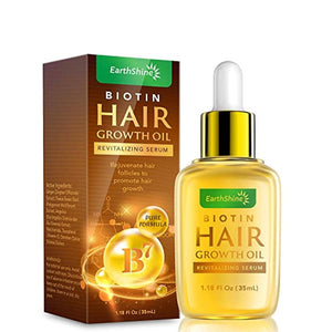 زيت البيوتين لإعادة نمو الشعر Hair Growth Serum - Biotin Hair Regrowth Oil Prevent Hair Loss and Helps Hair Thicker, Stronger, Longer Hair Treatment Men and Women 1.18 Oz (35 mL)