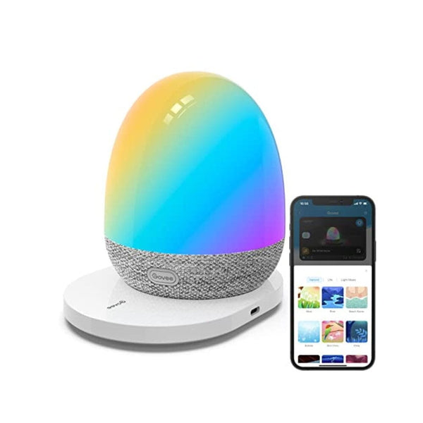 مصباح طاولة محمول مع قاعدة شحن مدرب النوم للاستيقاظ كوف Govee RGBIC Night Light, Sound Machine, Bluetooth Speaker in One, 60+ Music, Game & Sence Modes, Portable Table Lamp with Charging Base, White Noise Machine, Sleep Trainer for Gentle Wake Up