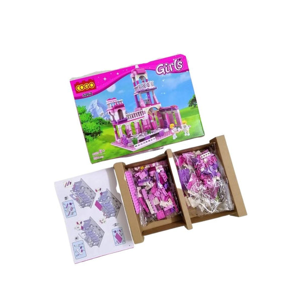 مكعبات بلاستيكية تعليمية قصر باربي Educational plastic cubes in a cartoon Barbie mansion box