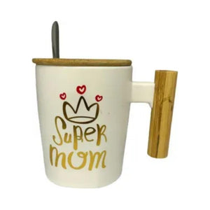 قدح مع غطاء خشب وملعقة mug with wood lid and spoon