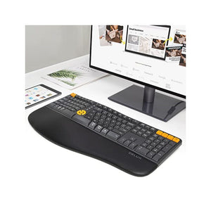 لوحة مفاتيح لاسلكية مريحة DeLUX Wireless Ergonomic Keyboard, Ergo Split Keyboard with Palm Rest for Natural Typing, 2.4G and Bluetooth, Full Size and US Layout, Compatible with Windows and Mac OS (GM905-Graphite)