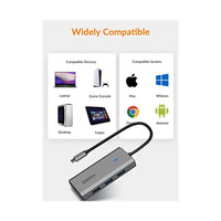 محول متعدد المنافذ USB C Hub, iDsonix 5-in-1 Aluminum USB C Hub Docking Station with 4K HDMI, 60W Power Delivery, USB 3.0 5Gbps Data Ports, USB C Hub for MacBook Air/Pro, iPad, HP, Dell and More (Grey)