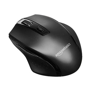 ماوس لاسلكي للكمبيوتر الشخصي Amazon Basics Ergonomic Wireless PC Mouse - DPI adjustable - Black