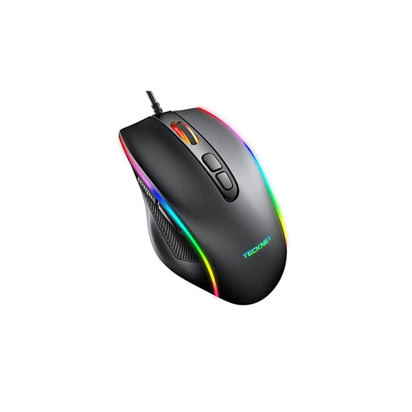 ماوس ألعاب سلكي TECKNET Wired Gaming Mouse, RGB Mouse [Breathing RGB LED], Gaming Mouse USB [Plug Play], 7 Programmable Buttons, High-Precision Adjustable 6 DPI, Ergonomic Mouse Wired for Windows/PC/Mac/Laptop Gamer