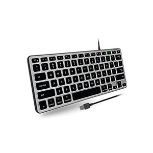 لوحة مفاتيح رفيعة ومضغوطة مع 3 مستويات سطوع مفاتيح Macally Backlit Mac Keyboard Wired - The Perfect Size and Lighted - Slim and Compact Apple Keyboard with 3 Level Brightness LED Keys - Small Wired Keyboard for Mac, MacBook Pro/Air, iMac (Space Gray)