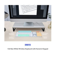 لوحة مفاتيح بلوتوث لاسلكية White Wireless Full Size Keyboard: Bluetooth Multi-Device USB Cordless Slim Quiet QWERTY Keyboard with Number Pad, Rechargeable Noiseless Silent Universal Flat Keyboard for Mac iMac MacOS PC Computer