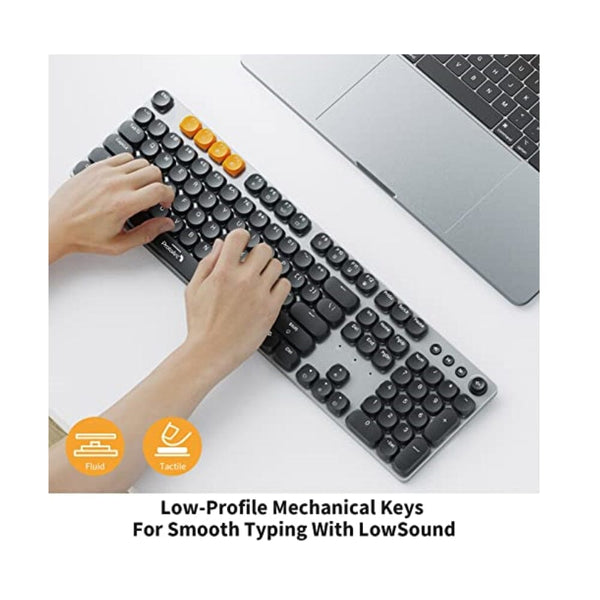 لوحة مفاتيح ميكانيكية بتقنية البلوتوث ProtoArc Bluetooth Mechanical Keyboard for Office, MECH K300 Tactile Quiet Comfortable Keyboard with Backlit Low Profile Keys, Wired/Wireless Rechargeable Programmable Keyboard, Mac/Windows/Android