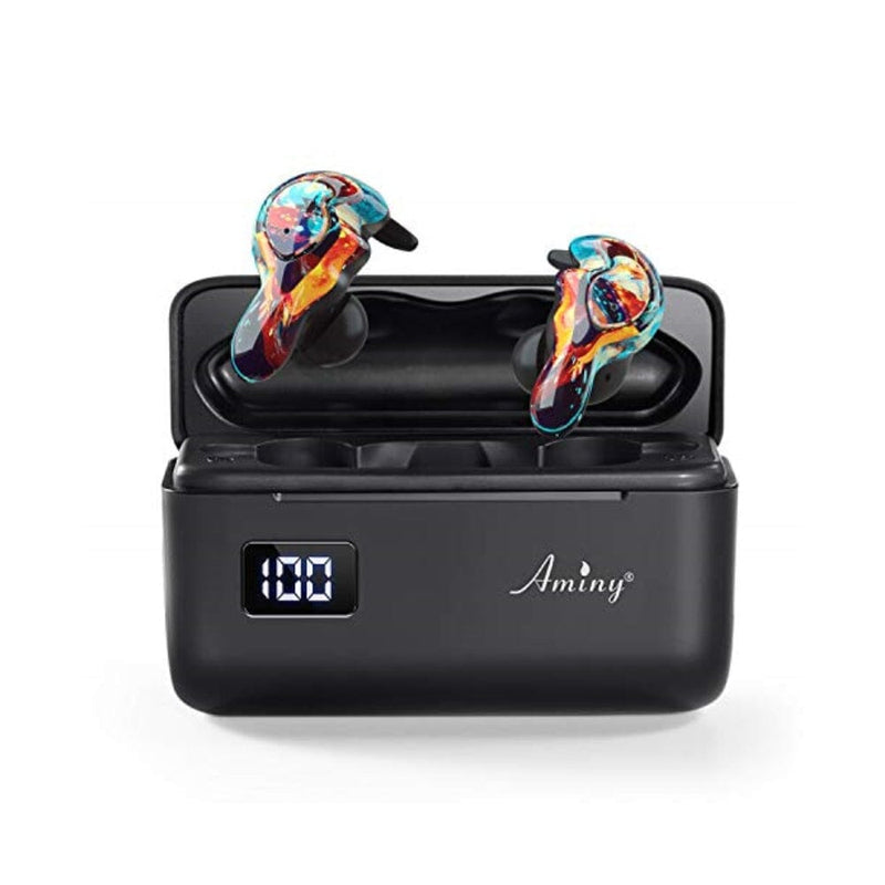 سماعات أذن لاسلكية مقاومة للماء AMINY U-King True Wireless Earbuds Waterproof IPX7 Bluetooth Earbuds Wireless Headphones Bluetooth Headphones,HiFi 5.0 Wireless Earbuds 120Hrs Playing Time with Charging Case-Fireworks