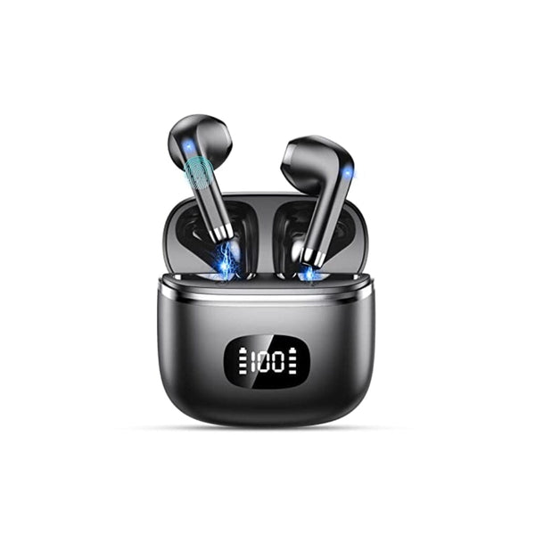 سماعات أذن لاسلكية تعمل بالبلوتوث 40 ساعة POMUIC Wireless Earbuds V5.3 Bluetooth Headphones 40H Playback with LED Digital Display Charging Case Stereo Sound Earbuds with Mic IPX7 Waterproof Earphones for Cell Phone Computer Laptop Sports