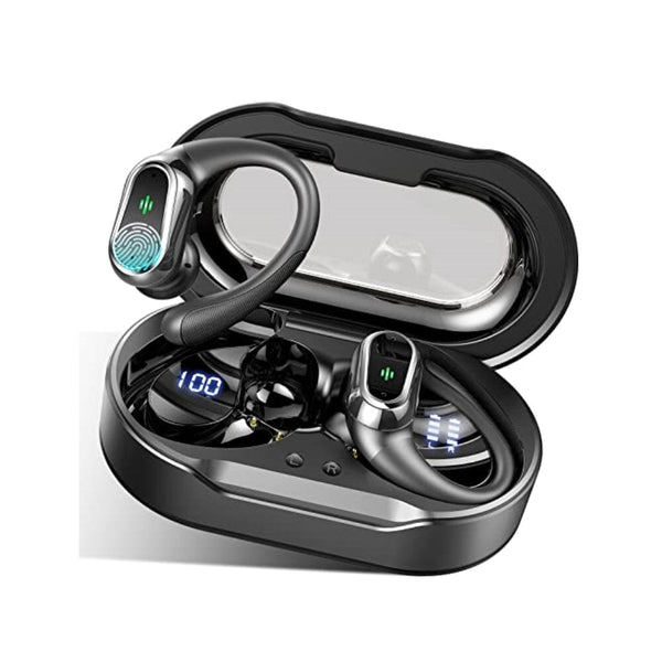 سماعات أذن لاسلكية تعمل بتقنية البلوتوث Wireless Earbuds Headphones Bluetooth 5.3, 50H Playtime Over Ear Buds with Noise Cancelling Mic, LED Display, Stereo Bass Bluetooth Earbuds with Earhooks, IP7 Waterproof Earphones for Sports Workout