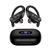 سماعات أذن لاسلكية تعمل بالبلوتوث occiam Wireless Earbuds Bluetooth Headphones 100H Playback 4 Mics Clear Call Waterproof 2200mAh Wireless Charging Case Over Ear Buds in-Ear Earphones with Earhooks for Sports Running Workout Black