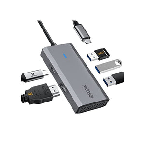 محول متعدد المنافذ USB C Hub, iDsonix 5-in-1 Aluminum USB C Hub Docking Station with 4K HDMI, 60W Power Delivery, USB 3.0 5Gbps Data Ports, USB C Hub for MacBook Air/Pro, iPad, HP, Dell and More (Grey)