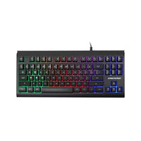 لوحة مفاتيح ألعاب بإضاءة خلفية 87 مفتاحًا Lumsburry Rainbow LED Backlit 87 Keys Gaming Keyboard, Compact Keyboard with 12 Multimedia Shortcut Keys USB Wired Keyboard for PC Gamers Office