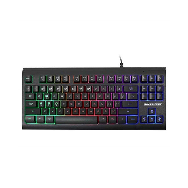 لوحة مفاتيح ألعاب بإضاءة خلفية 87 مفتاحًا Lumsburry Rainbow LED Backlit 87 Keys Gaming Keyboard, Compact Keyboard with 12 Multimedia Shortcut Keys USB Wired Keyboard for PC Gamers Office